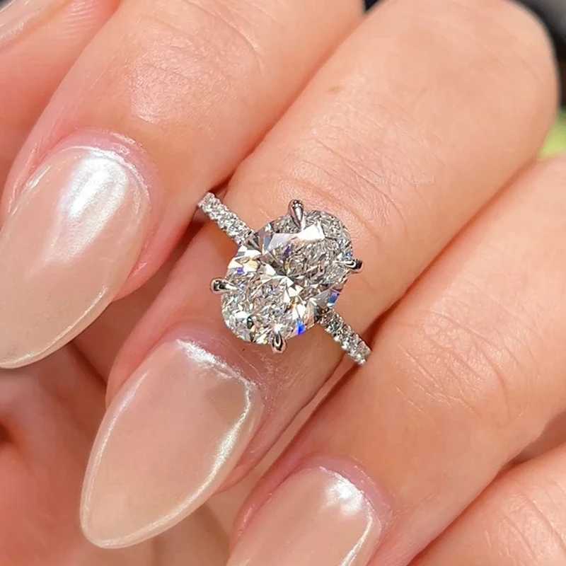 925 Sterling Silver Zirconia 1-4.5CT Gorgeous Shiny Oval Stone Ring For Women Engagement Wedding Luxury High Quality Fine JewelryXJ250514