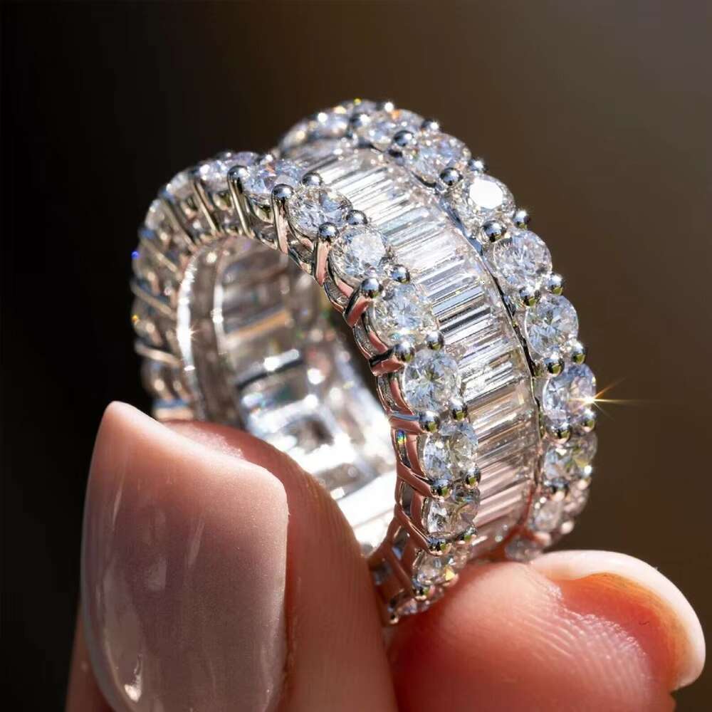 925 10k 14k Real Solid Gold Rings Luxury Fashion Finr Hip Hop Jewelry Iced Out Vvs Moissanite Diamond Ring