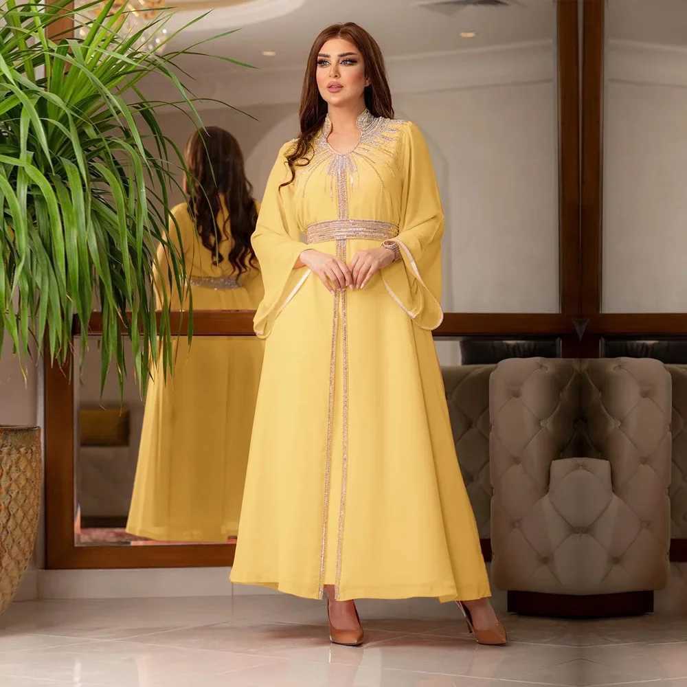 New Women Kimono Slve Diamonds Maxi Dress Eid Mubarak Djellaba Kaftan Muslim Abaya Ramadan Islamic Jalabiya Party Gown Caftan X250514