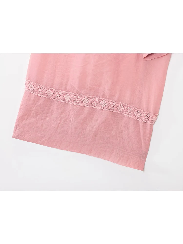 TFMLN Summer Fashion Women Lace Spliced Pullover Shirt Solid Color Stand Neck Long Sleeve Elegant Casual Blouse 250514