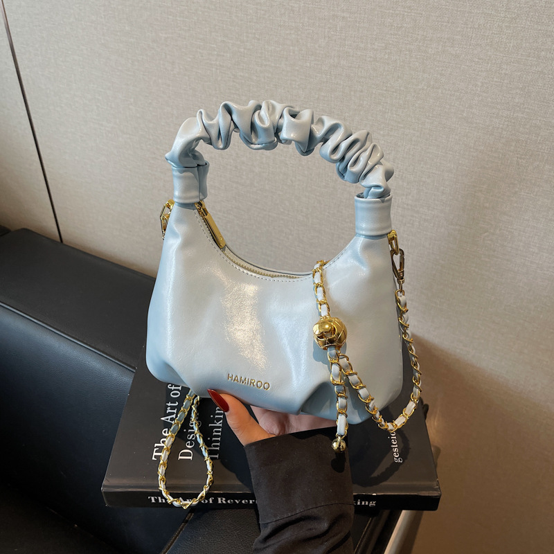 Niche handbag women's spring and summer 2025 new fashion chain shoulder crossbody pleated hand-held dumpling bag