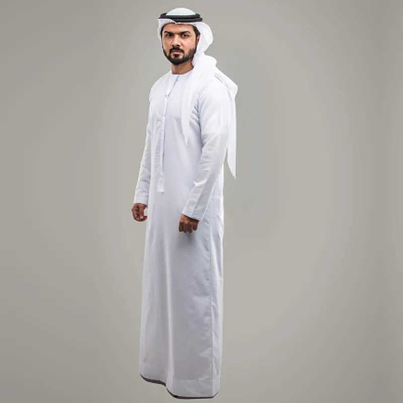 Islamic Clothing Arabic Djellaba Man White Round-necked Thobes for Men Saudi Mens Dress Muslim Men Boubou Moroccan Caftan X250514
