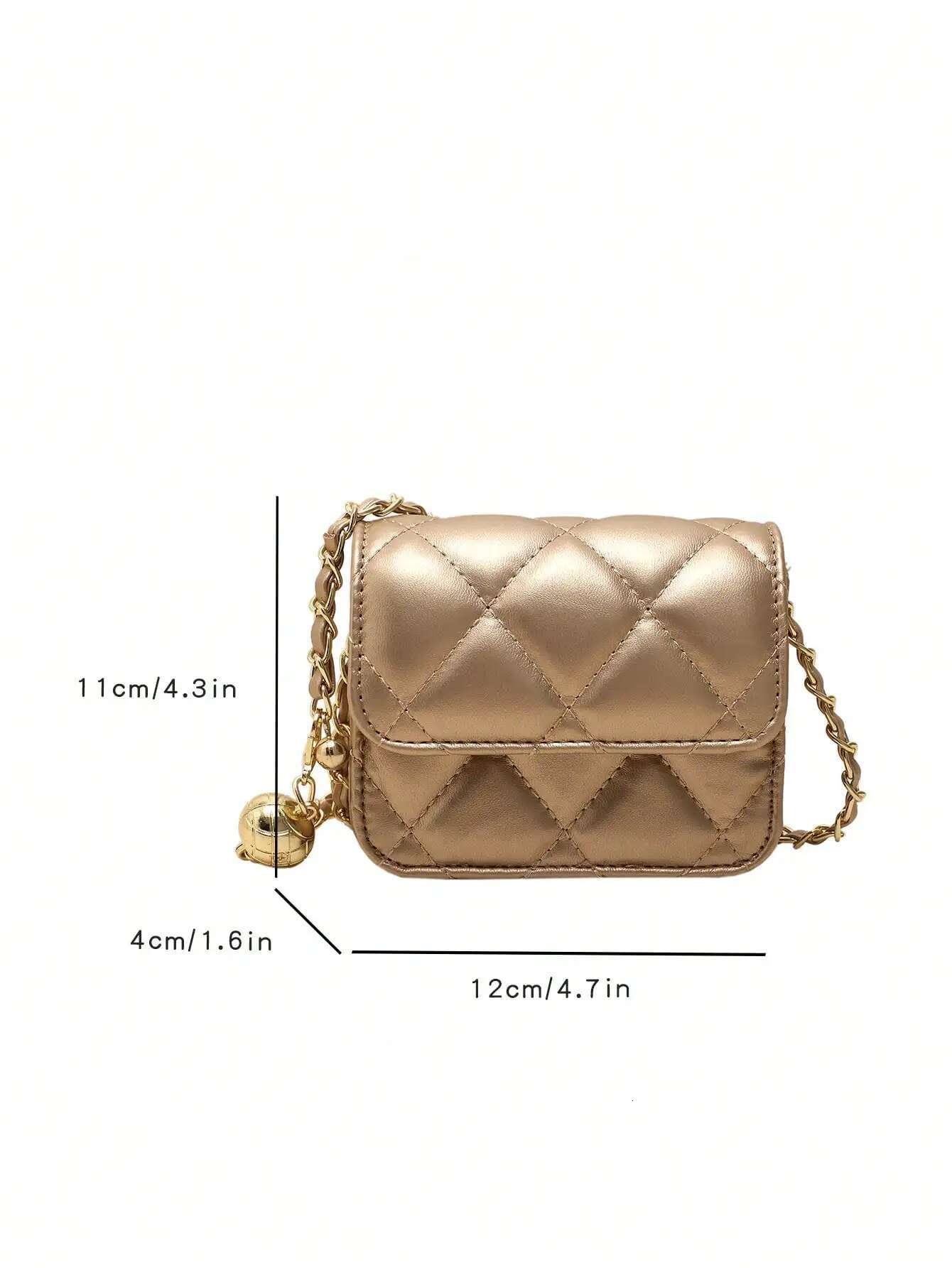 2025 new bag simple multifunctional texture mini belt with golden ball chain shoulder strap designer crossbody bag diamond grid chain women's sma