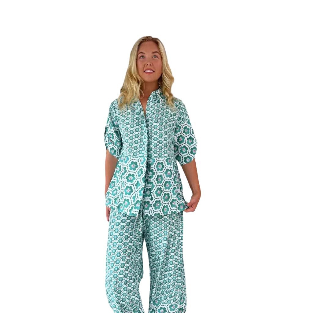 2025 New Printed Casual Fashion Shirt Set -68601