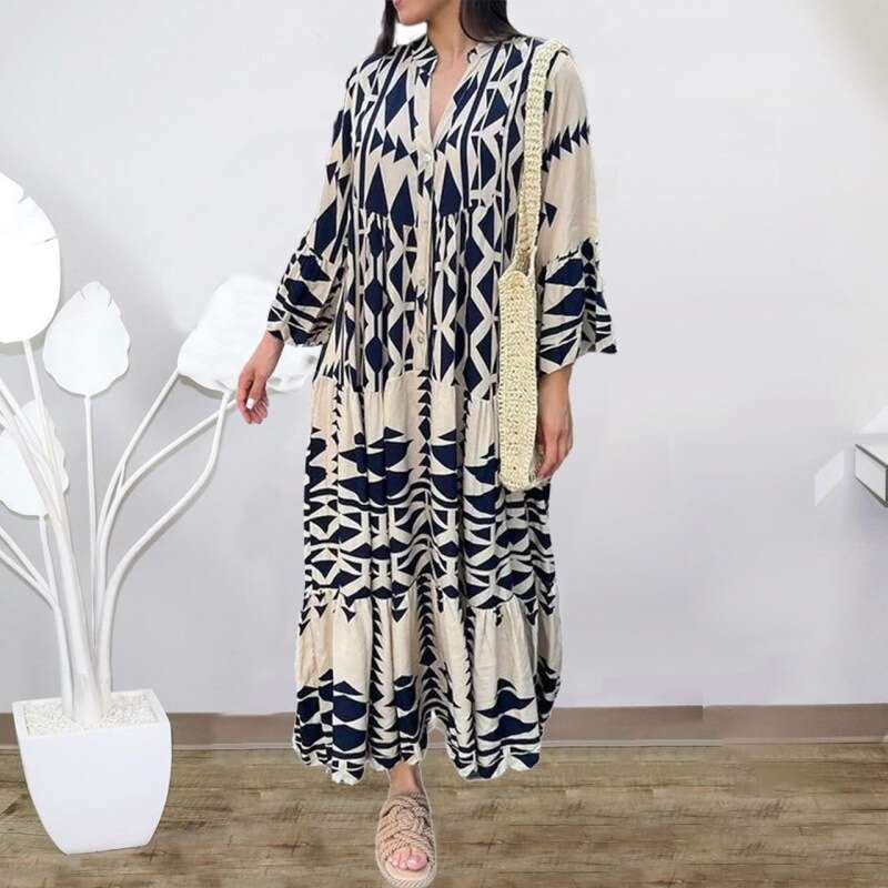 Women Clothes Dress Oversized Women S Autumn New Pullover Print Bohemian Dress For Women KQ