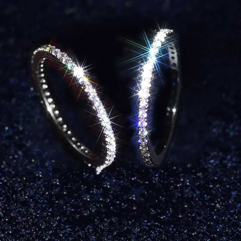 Eternity Pave Diamond cz Ring Real 925 sterling silver Jewelry Engagement Wedding band Rings for Women Bridal Charm Party BijouXJ250514