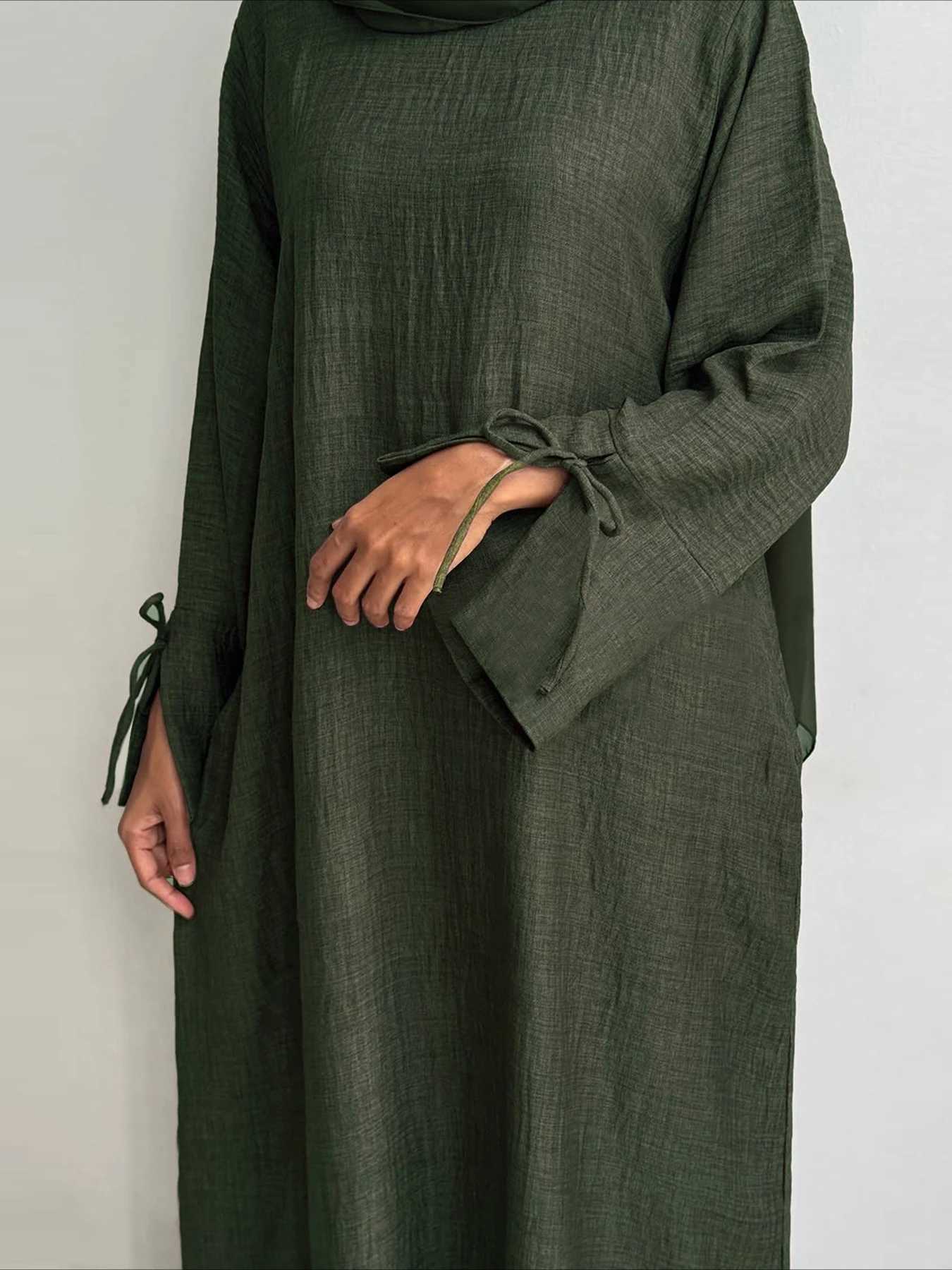 Muslim Abaya Women Dress Solid bow Jalabiya Eid 2025 Ramadan Morocco Islam Vestidos Largos Arab Long Robe Dubai Abayas Kaftan X250514