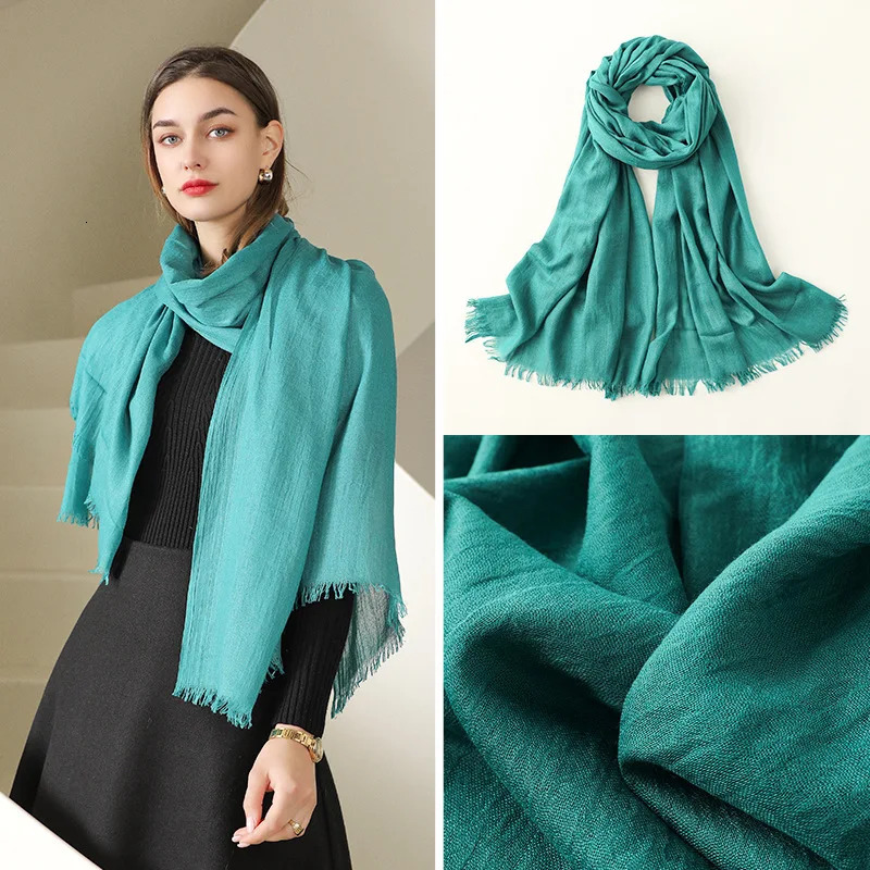 Fashion Soft Linen Cotton Scarf Shawls Muslim Large Hijab Plain Wraps High Quality Headband Long Scarves 190*100cm 1PC Retail 250514