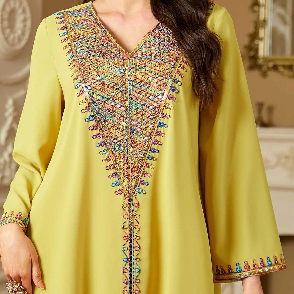 2025 Ramadan Sequin Embroidery Abayas for Women Muslim Dress Eid Turkey Kaftan Dubai Femme Robe Morocco Vestidos Jalabiya Caftan X250514