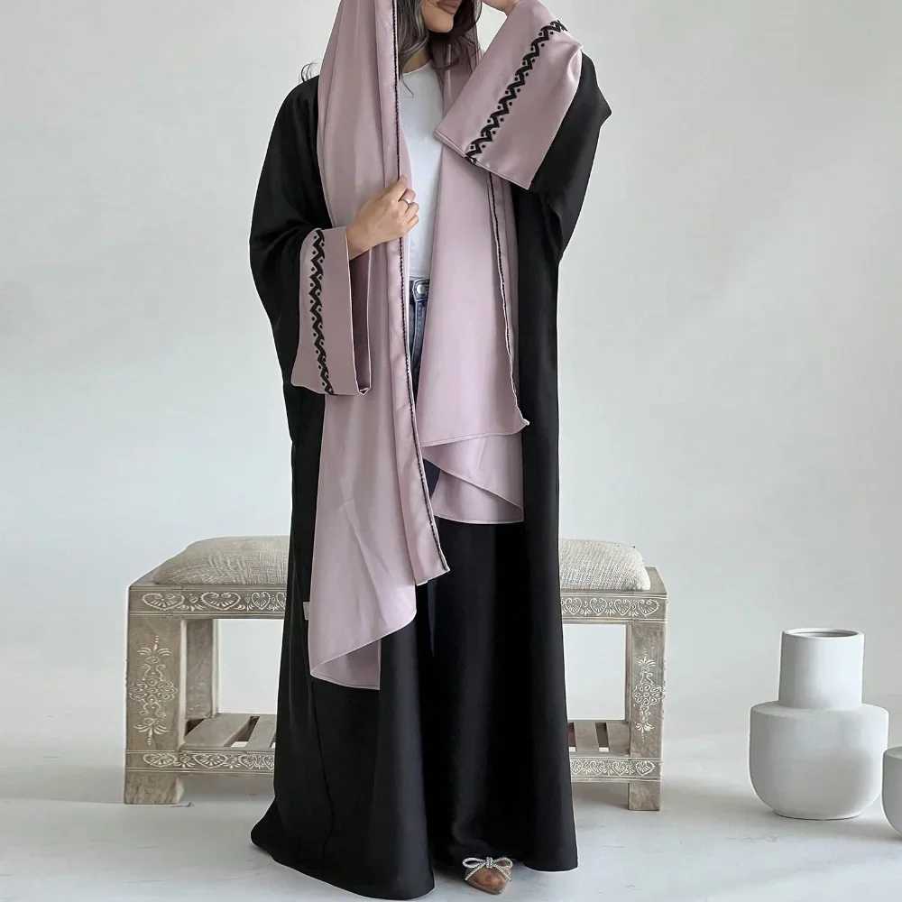Islamic Full Slve Loose Open Front Abaya Muslim Arabian Embroidery Abayas Robe Turkey Kaftans Long Maxi Dress Women Jilbabs X2505141