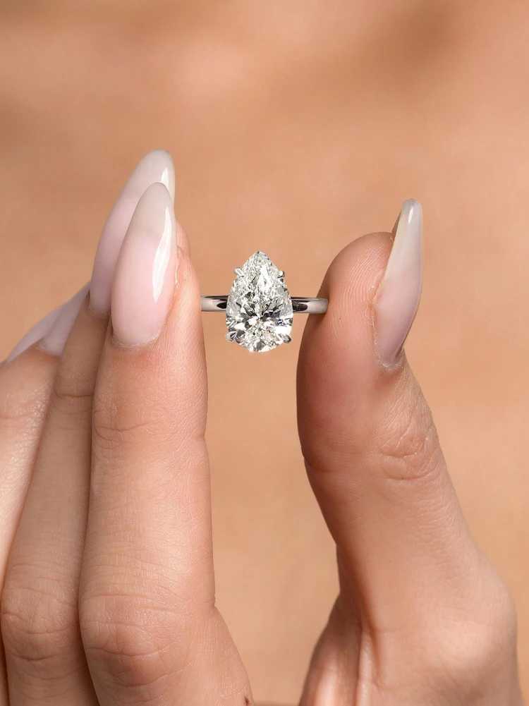 925 Sterling Silver 1-4 CT Zircon Luxury Sparkling Water Drop She Ring For Women Engagement Wedding High Quality Fine JewelryXJ250514