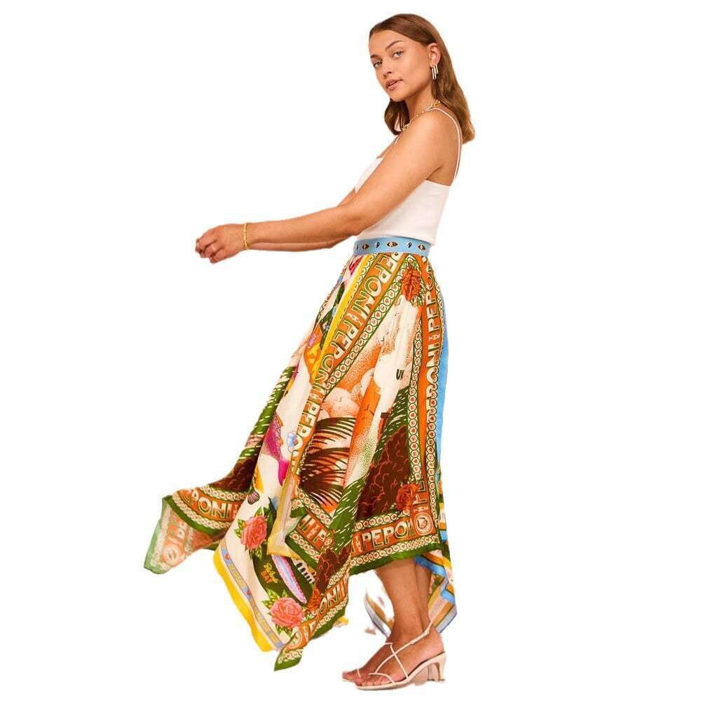 Summer Dresses Luxury Dress 2025 Spring/summer New Womens Long Printed Irregular Hem Fashionable Temperament Waist A-line Half Body Skirt for Women