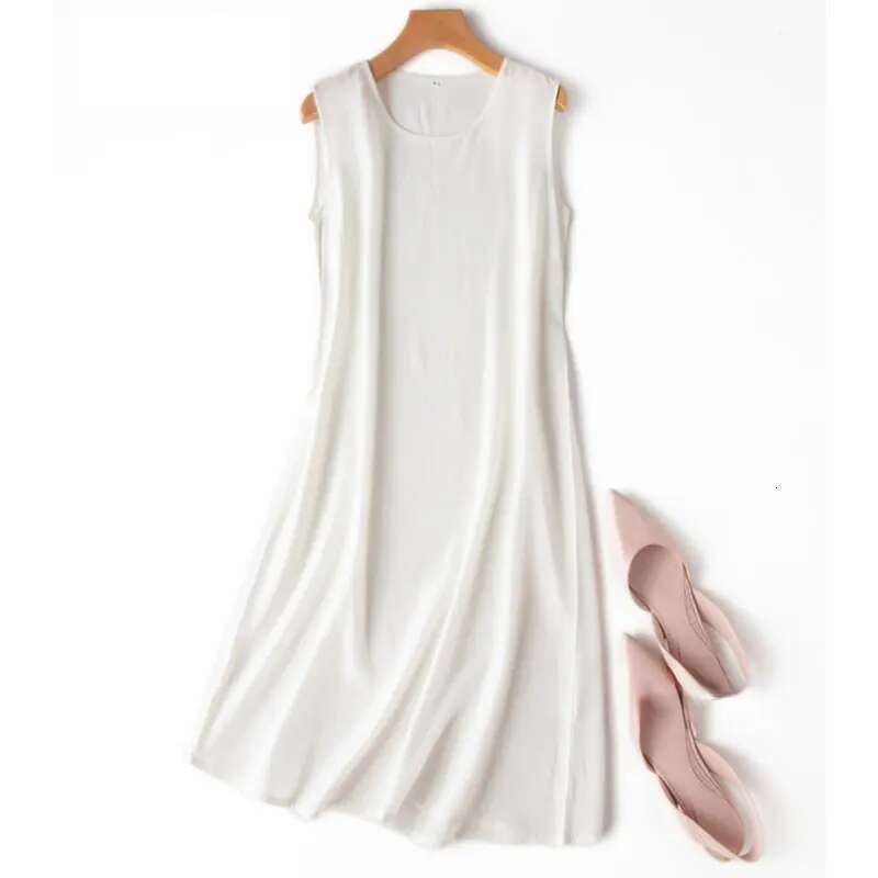 Women Slip 100% Mulberry Silk Crepe Solid Colors Summer Sleeveless A-line Tank Dress Sleep dress M L XL XXL XXXL MM865