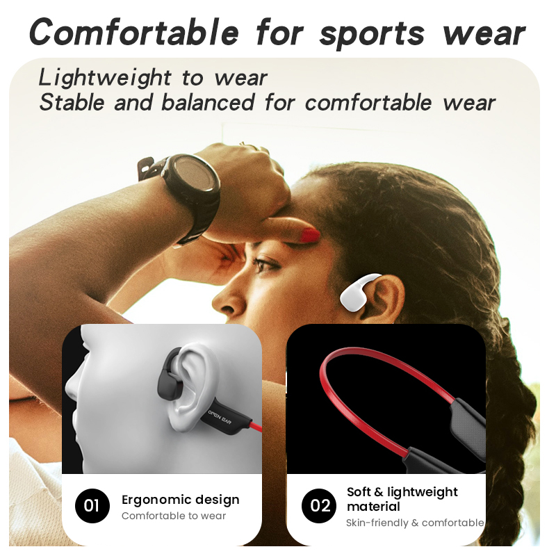 AS22 Professional Bone Conduction Sport Headphones | BT5.2 | IPX5 Waterproof | 9H Playtime | Open-Ear Design for Safe Sports
