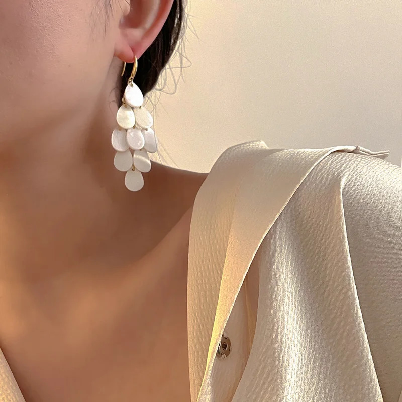 Bilandi Trendy Jewelry Multi Shell Tassel Long Dangle Earrings For Women Girl Gift Fine Ear Accessories 250513