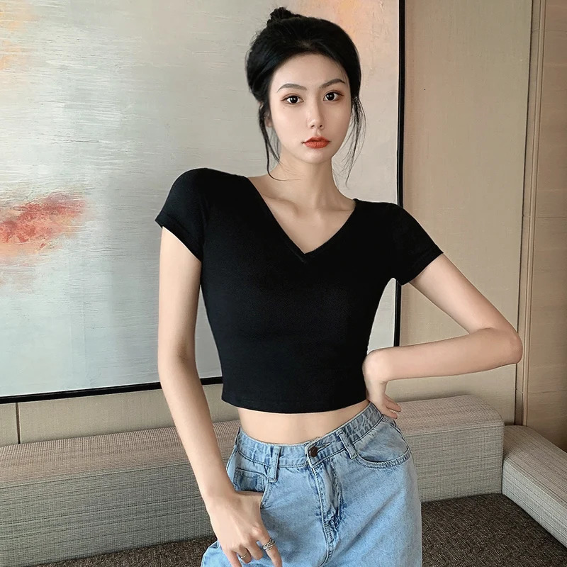 Classic VNeck TShirt Womens Basic Casual Tee MultiColor Selection for Spring Summer 250514