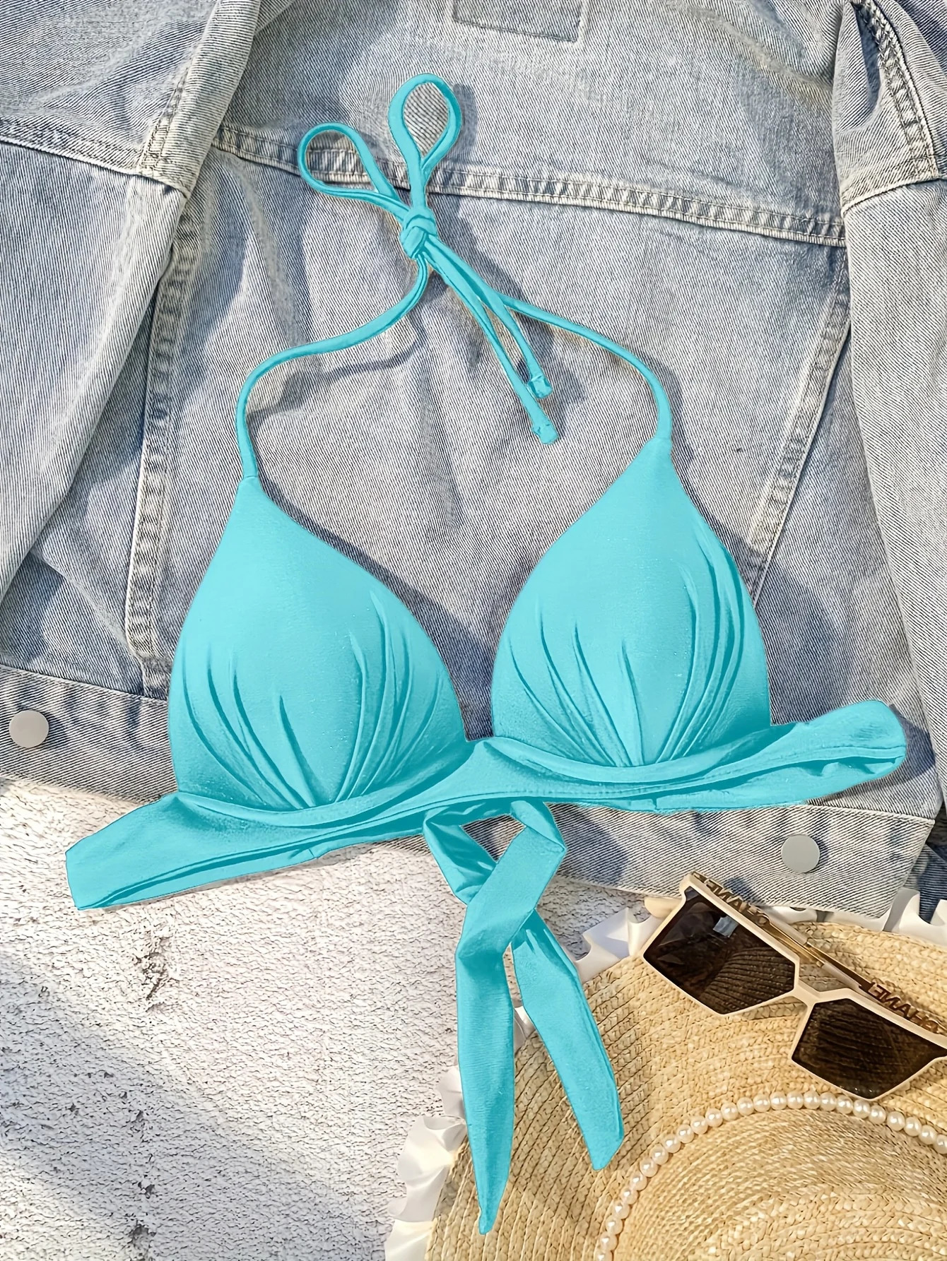 Blue garter swimsuit with dopamine style and versatile appearance 250506