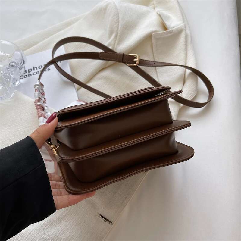 Leather Shoulder Purse For Women - Fashion Crossbody Bags Underarm Bag Small Square Satchel Handbag