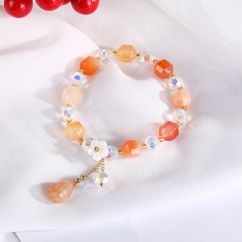 Korean version for women's fashion, colorful stone handmade bead network, natural crystal bracelet