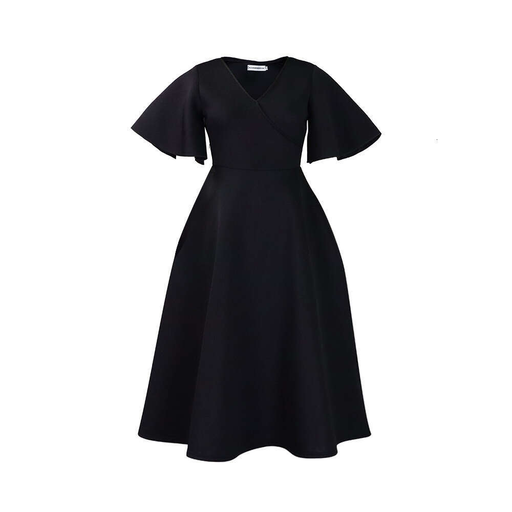 Women's Wear Women's 2023 New Flare Sleeves V-Neck Fashionable Style Large Dress