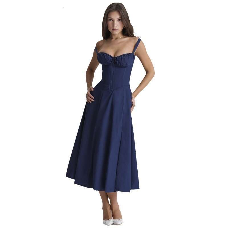 Women's Wear Summer Commuting Temperament Solid Color Fashion High End Sling Dress Children