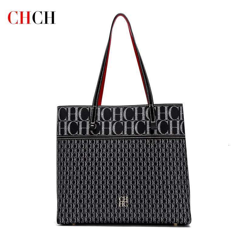 chch handbag spring new coffee dice mother print flower tray special simple womens large capacity shopping bag 250513