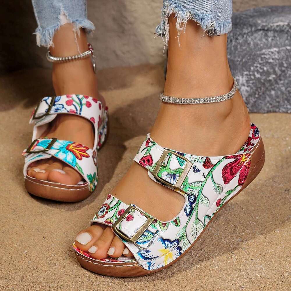 Orthopedic Wedge Heels Sandals Summer New Fashion Buckle Shoes for Casual Beach Slippers Home Slides Women