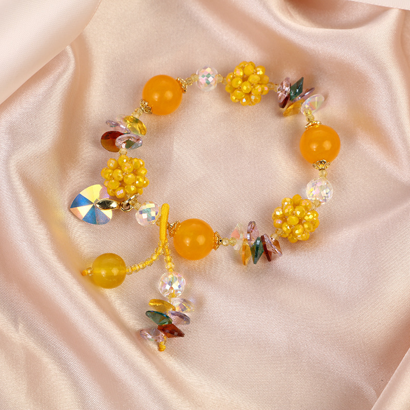 New rural style bead crystal internet famous, sweet cute bracelet, personalized and fashionable accessory for girls