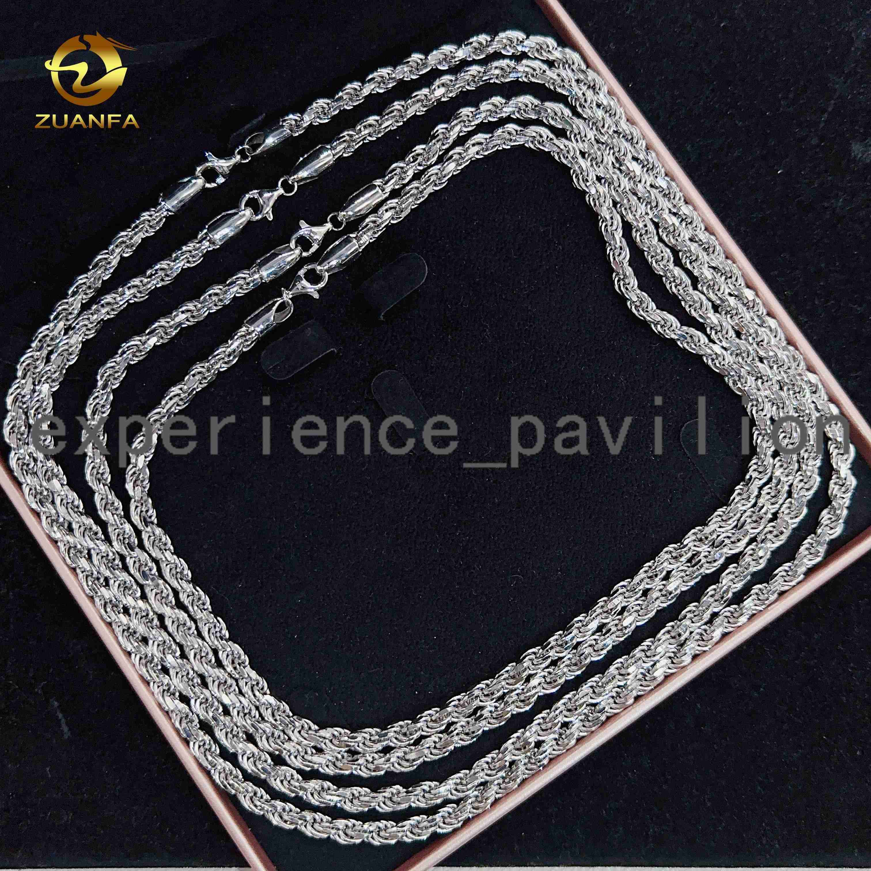 Moissanite Hip Hop Jewelry 6mm 925 Sterling Silver Rope Chain VVS Diamond Chain for Men women