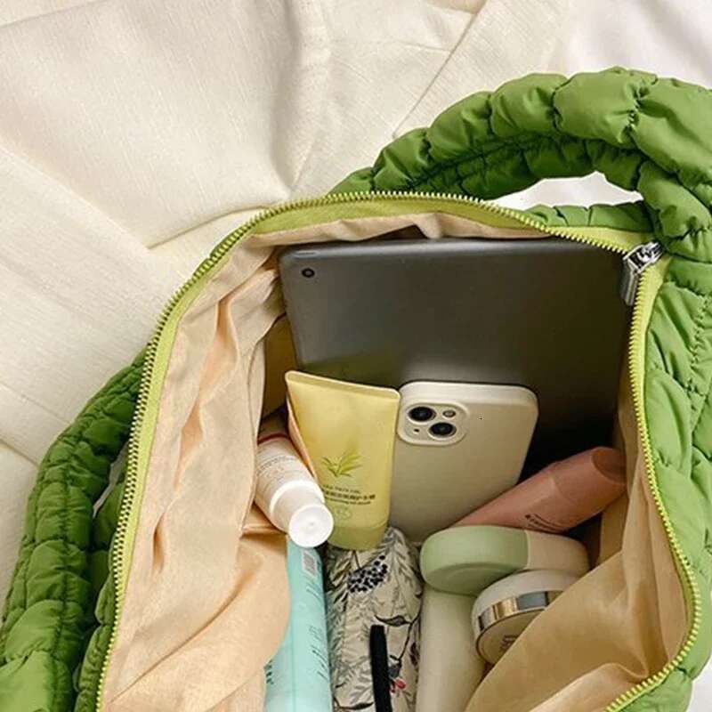 New Cloud Folded Soft Pleated Bubbles Shoulder Bags Dumpling Large Capacity Tote Bag Cotton Underarm Handbag Woman