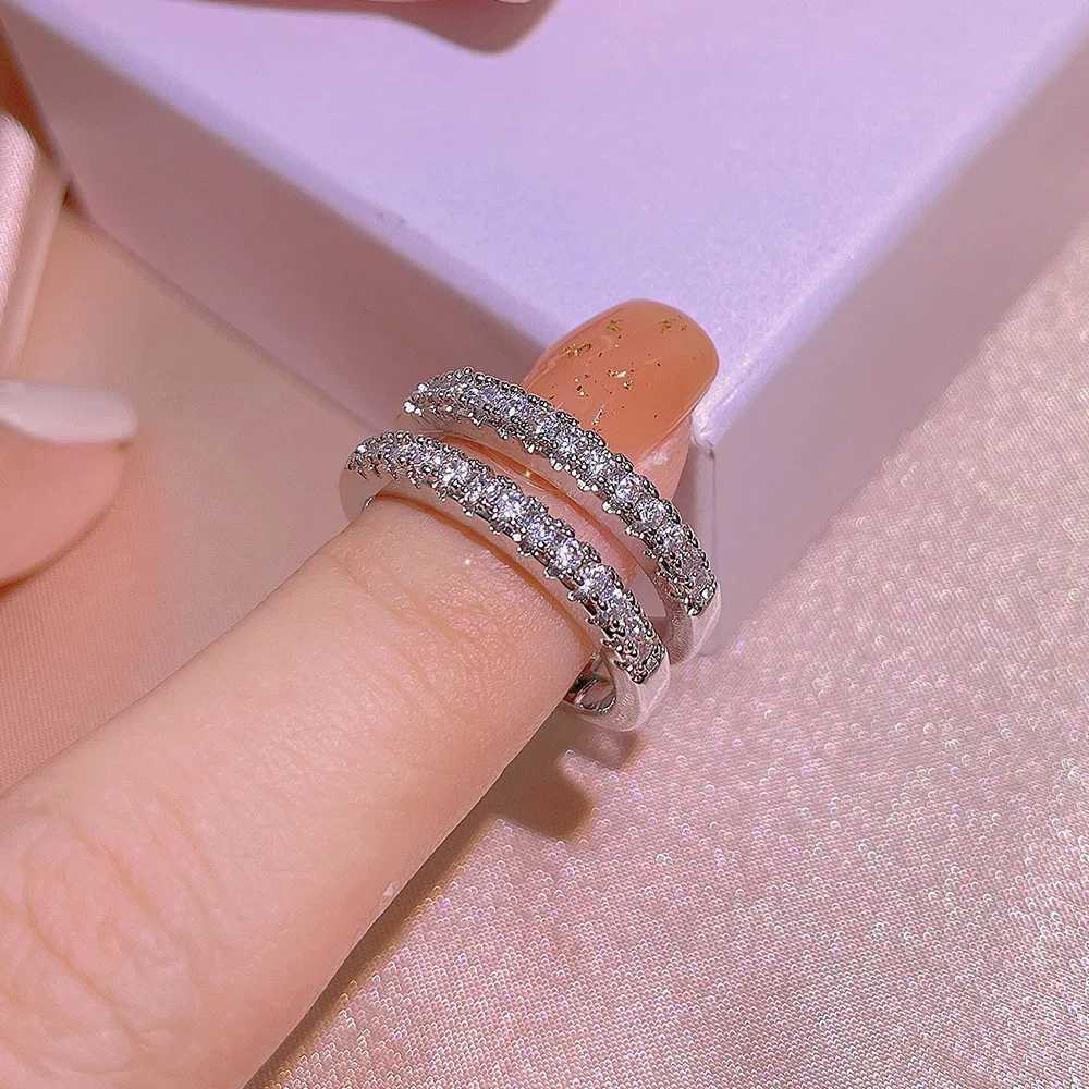 Elegant Female 925 Sterling Silver Big Water Drop Zircon Stone Ring Finger Rings for Women Promise Valentines Day GiftsXJ250514