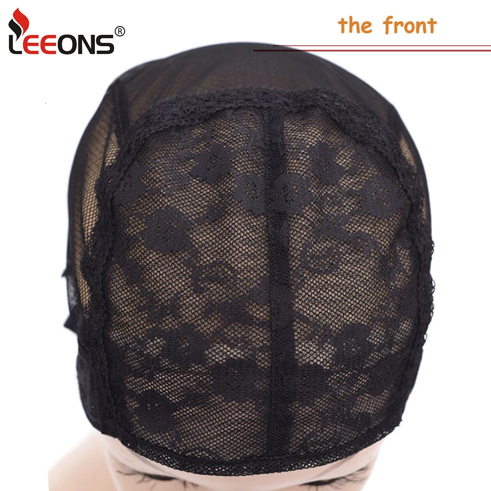 Black Beige Wig Making Cap Double Lace Wig Cap For Wig Making Breathable Wig Cap With Adjustable Straps Swiss Lace Hairnet 1Pc 250513