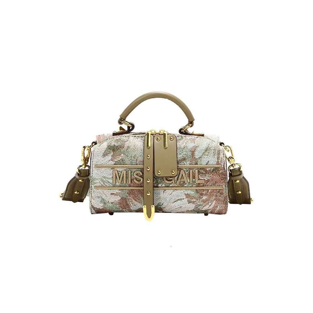 Unique Floral Embroidery Printing Boston Handbag For Party Women's Newly Trendy And Portable Shoulder Crossbody Bag