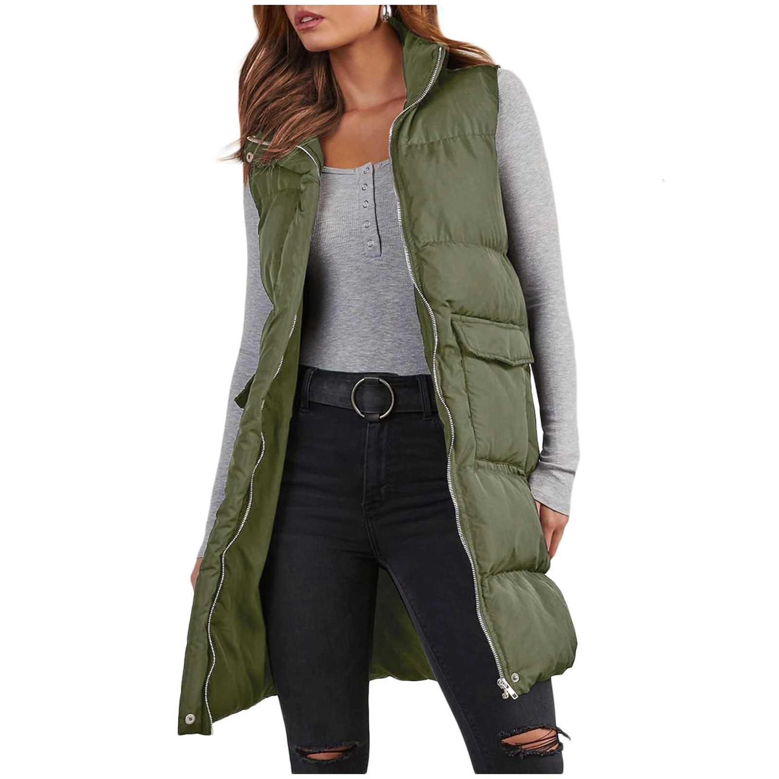 Long with Hood Outdoor Vest Down Womens Jacket Quilted Coat Sleeveless Winter Light Weight Sweaters 250506