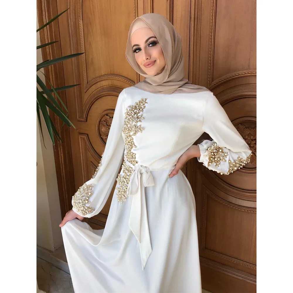 Eid Ramadan Dubai Women Muslim Beading Abaya Long Slve Maxi Dress Turkey Robe Kaftan Islamic Clothing Evening Party Gown New X250514
