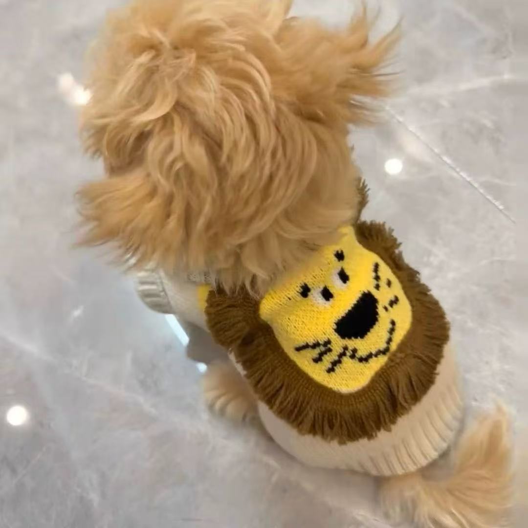 T00199 Puppy Dog Clothes Pet Spring and Autumn Teddy Bichon Schnauzer Small Puppy Autumn and Winter Cute Little Lion Sweater