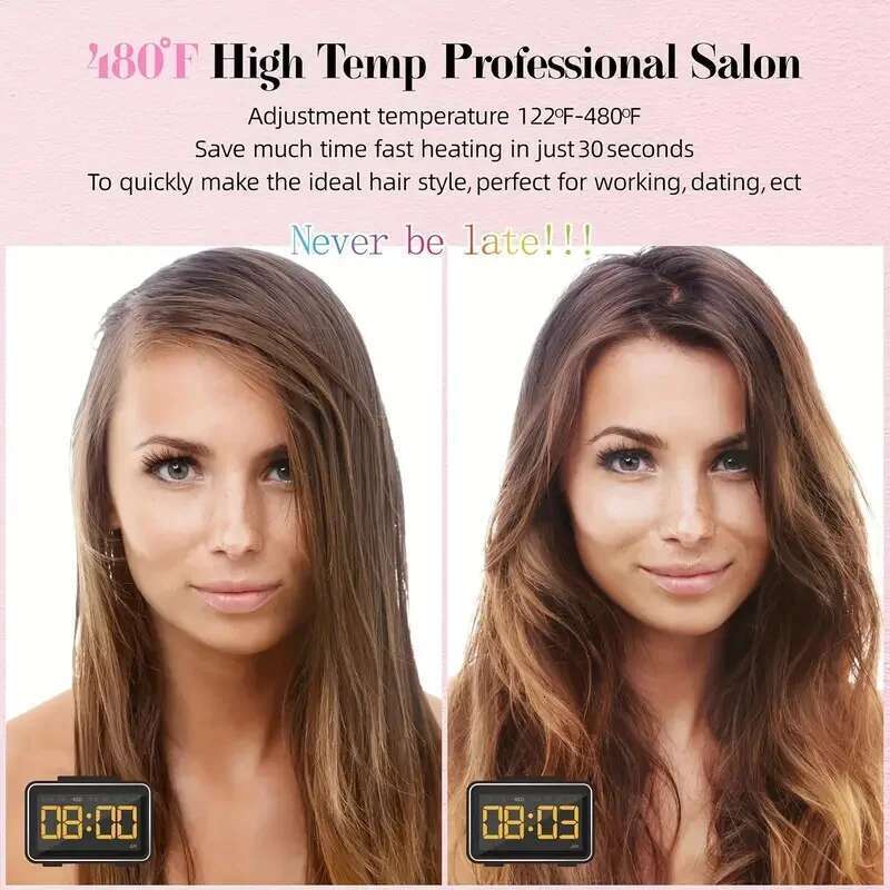 Rhinestone Flat Titanium Straightener Dual Voltage Iron Professional Hair Tools LCD Display 2 Inch Plate Irons