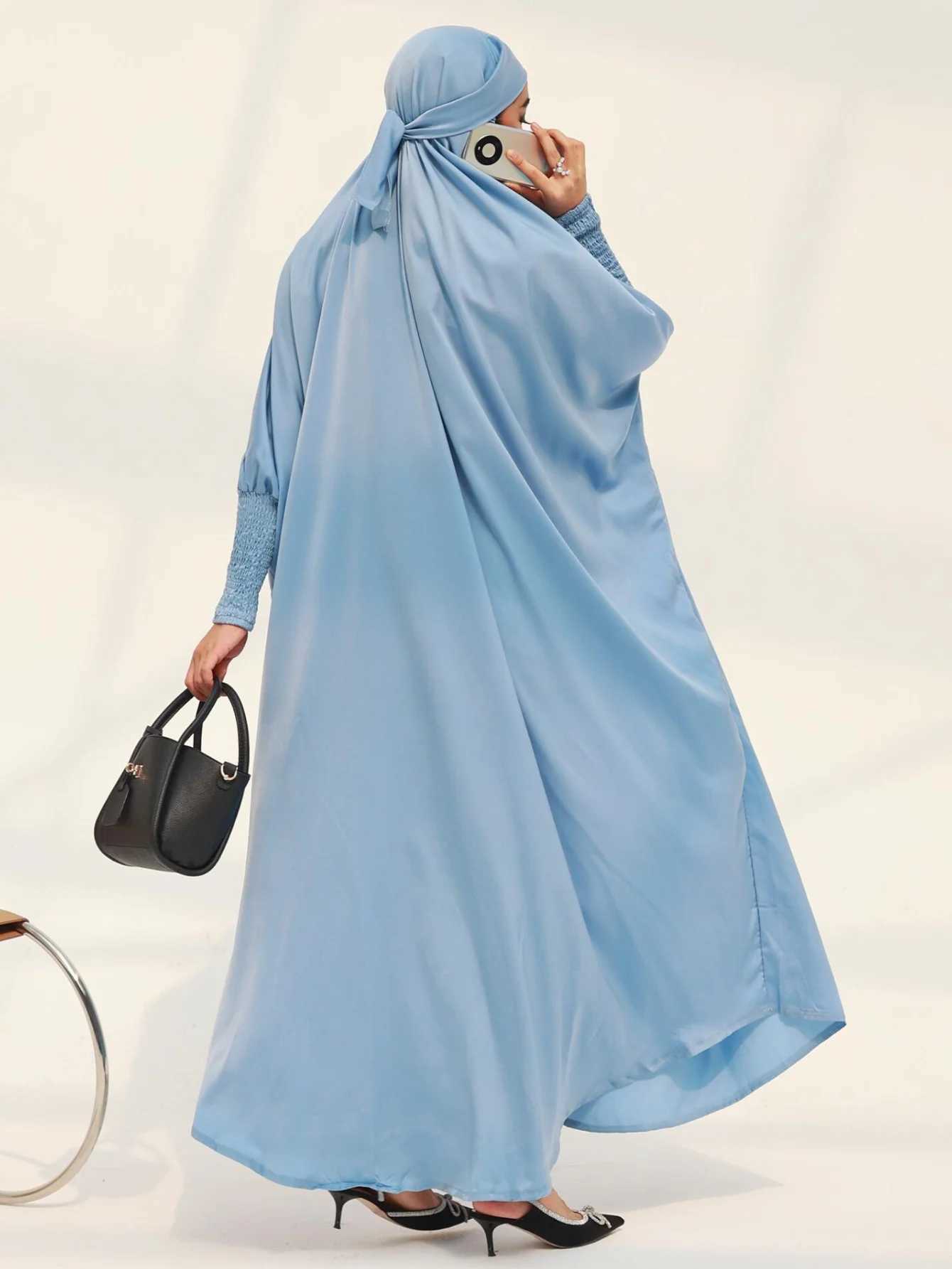 Ramadan Modesty Prayer Dress Women Jilbabs Kaftan Muslim Abayas Smocking Slve Maxi Dresses Dubai Robe Hijab Islamic Clothing X250514
