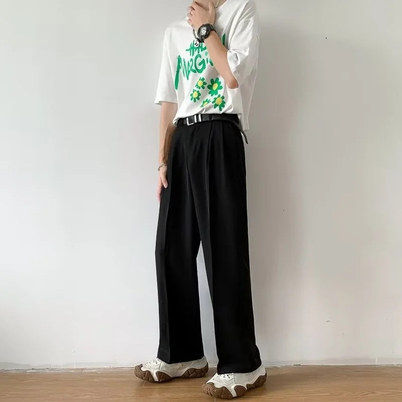 Brown Black Suit Pants Men Slim Fit Fashion Social Mens Dress Pants Korean Casual Straight Pants Mens Office Formal Trousers 250513
