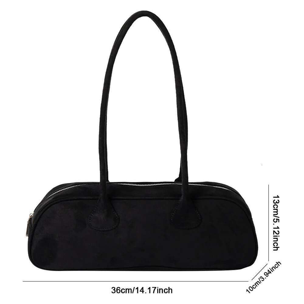 Suede Boston For Women's Korean Bowling Tote Bag Large Capacity Casual Handbag Solid Color Versatile Shoulder Underarm Bags