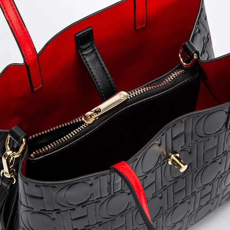 High Quality Fashion Letter Print Design Temperament Tote Pure Colour Ladies Shoulder Bag Large Capacity Senior Sense