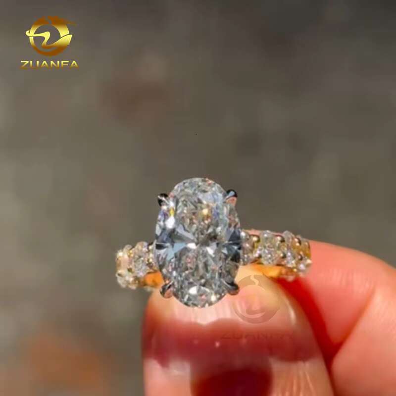 Luxury Oval Moissanite Diamond Rings Women Romantic Jewelry Engagement Wedding Band Lab Grown Diamond Ring
