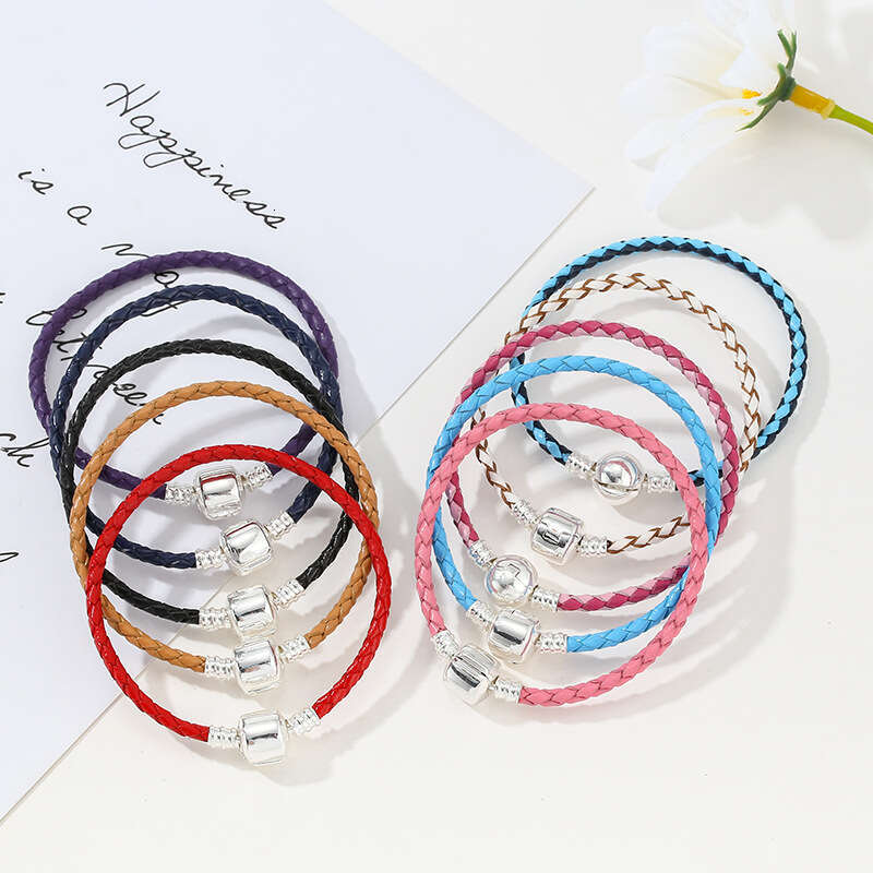 3mm Pan Family Color Single Loop Rope Love DIY Leather Bracelet Basic Chain Jewelry