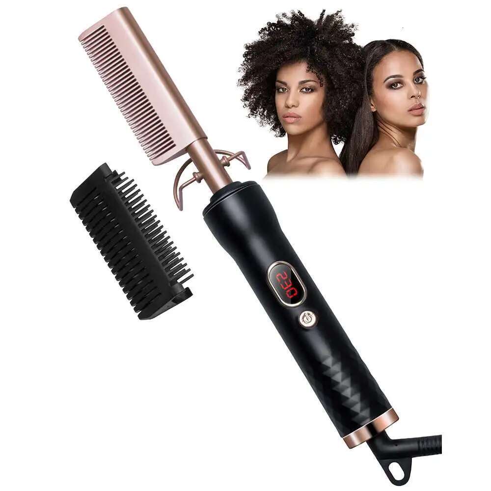 Electric Fast Heating Portable Travel Anti-Scald Beard Straightener Hair Styling Tool 2 in1 Hot Comb