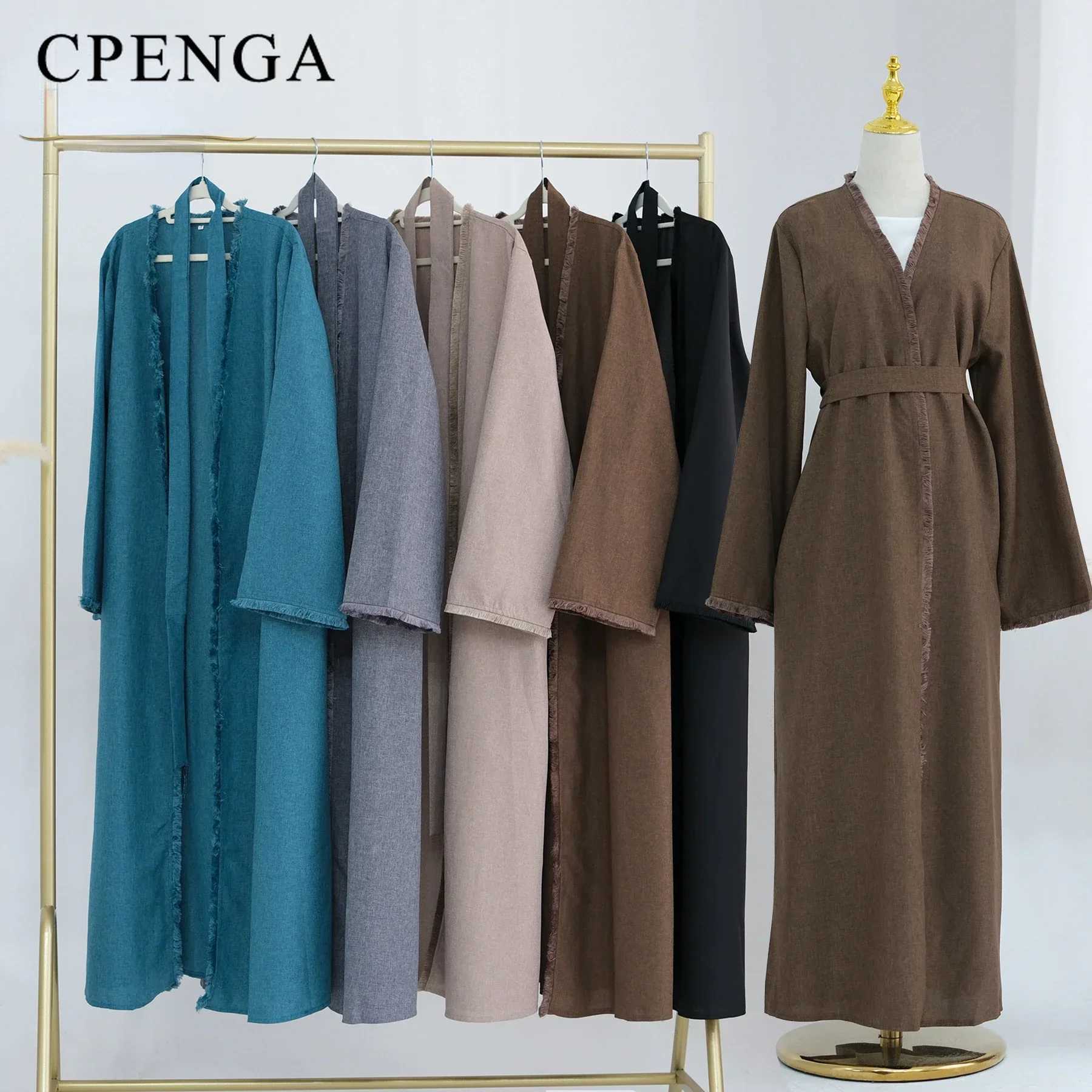 2024 Ramadan Saudi Arabia Tassel Muslim Modest Dress for Women Eid Dubai Kimono Abaya Luxury Islamic Solid Turkey Kaftan Robe X250514