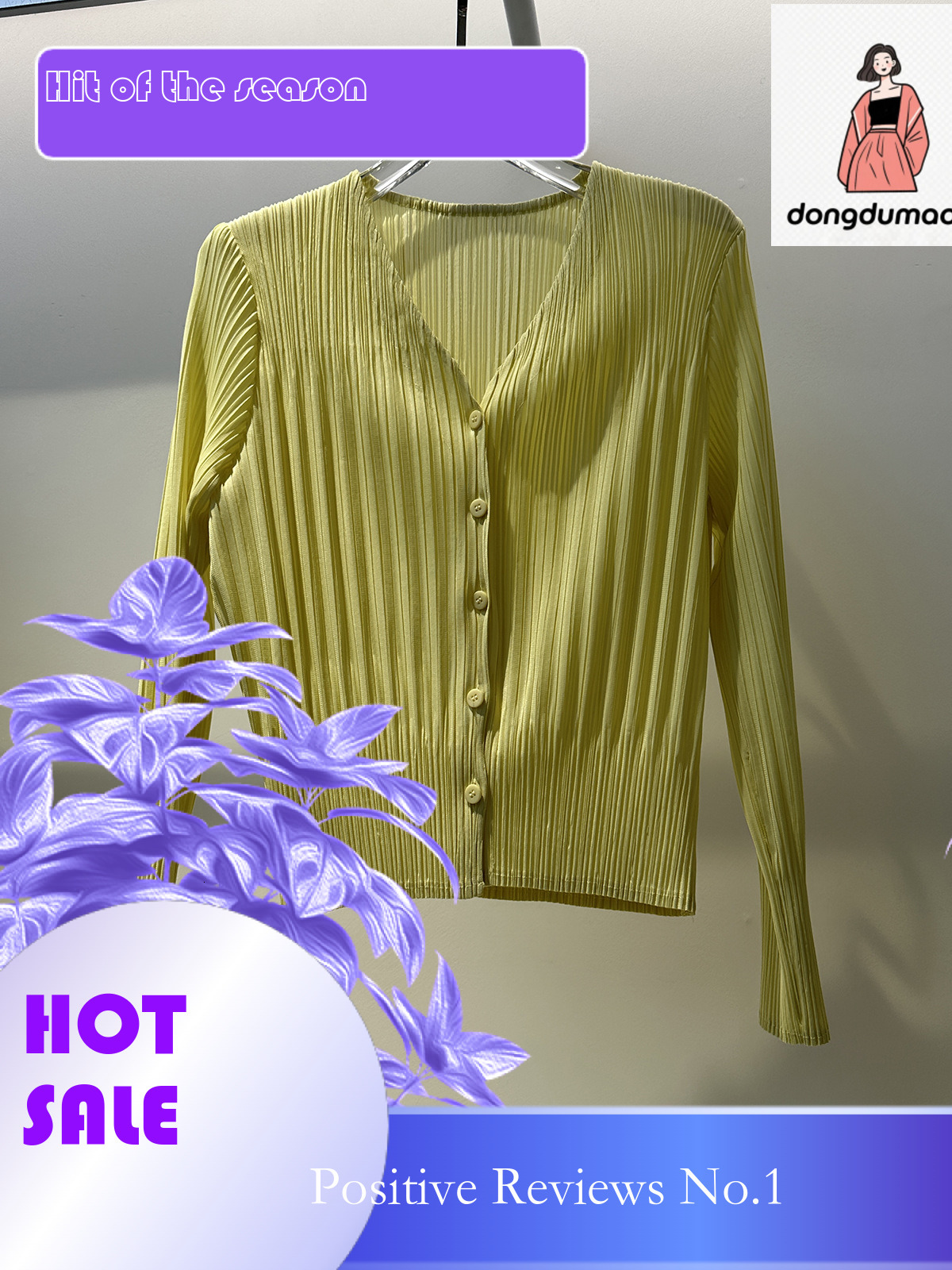 dongdumaoyi Miyake style pleated top long sleeved 2025 spring/summer temperament v collar cardigan versatile short jacket slimming shirt for women