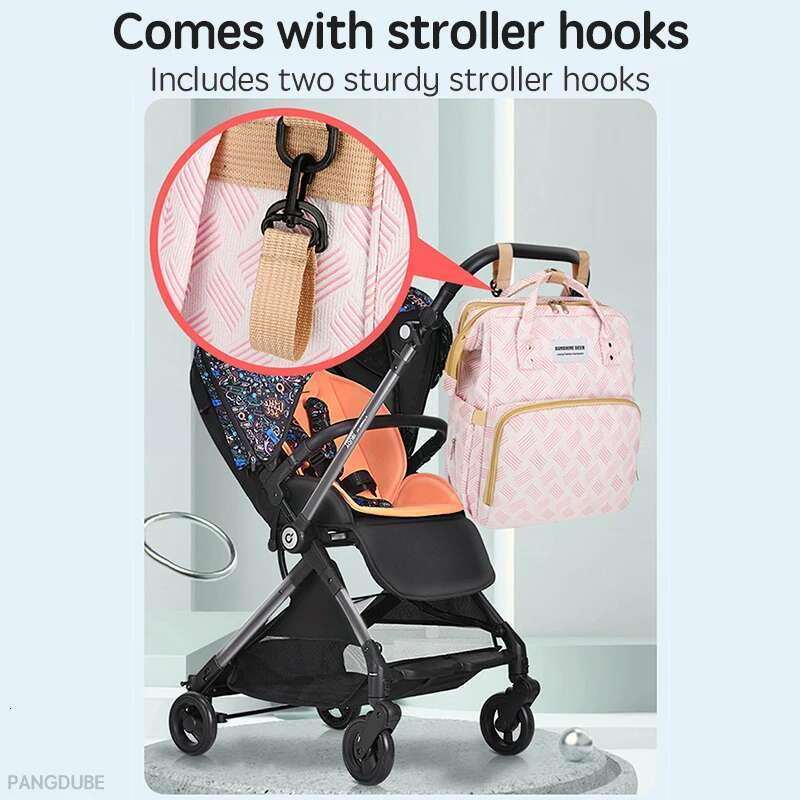 PANGDUBE 30*20*40cm with Stroller Hooks Portable Crib Diaper Changing Pad Baby Carrier Bag for Mom Backpack