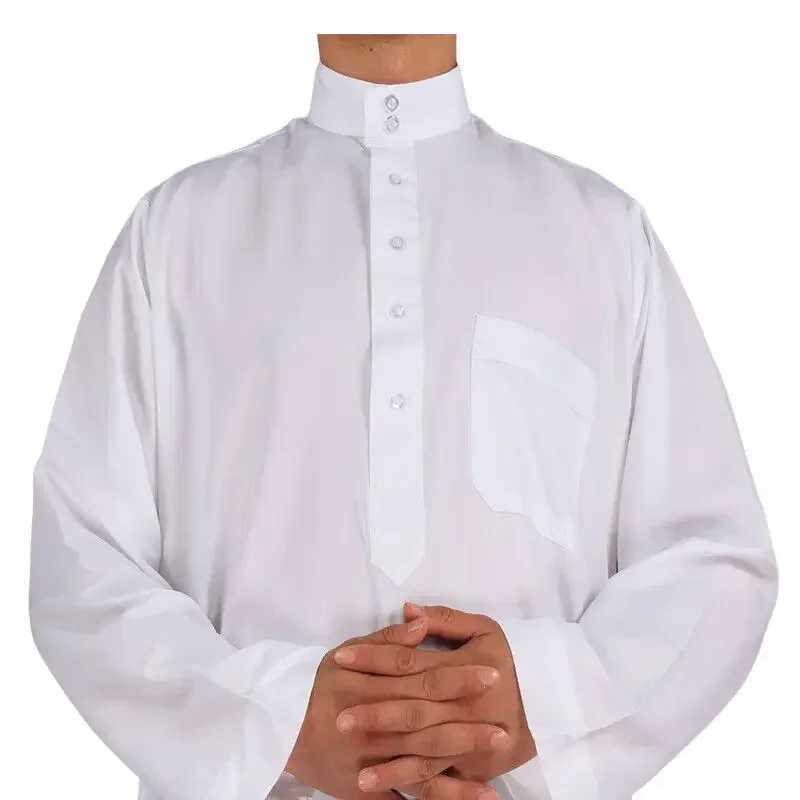 Men Casual Loose Kaftan Muslim Thobe Jubba Dishdasha Thawb Islamic Dress Abaya Daffah Arab Plain Color Robe X250514