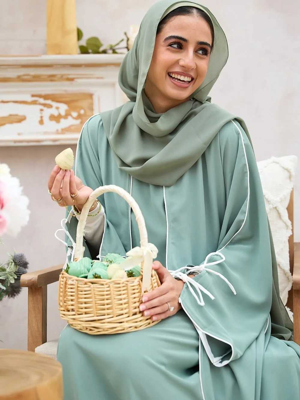 Eid Muslim Sets Open Abayas for Women Modest Dress 2 Piece Suit Jalabiya Lace Up Ramadan Cardigan Robe Kaftan Vestidos Ensemble X250514