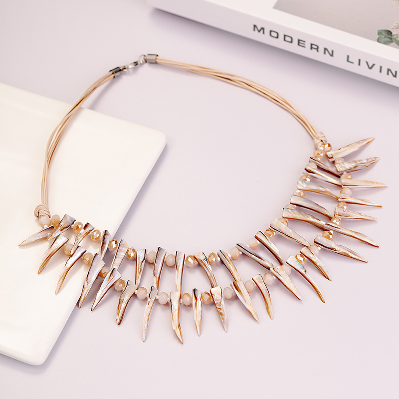 New Crystal Multi Layer Two Piece Set for Direct Sale Horn Shell Necklace